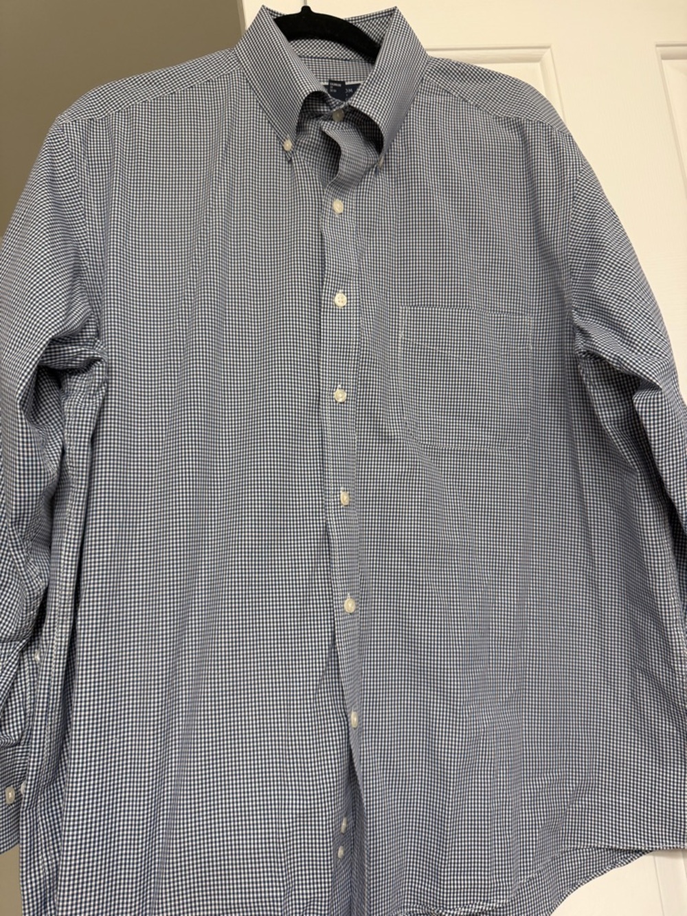 Club Room Blue and White Micro-Check Button-Down Dress Shirt